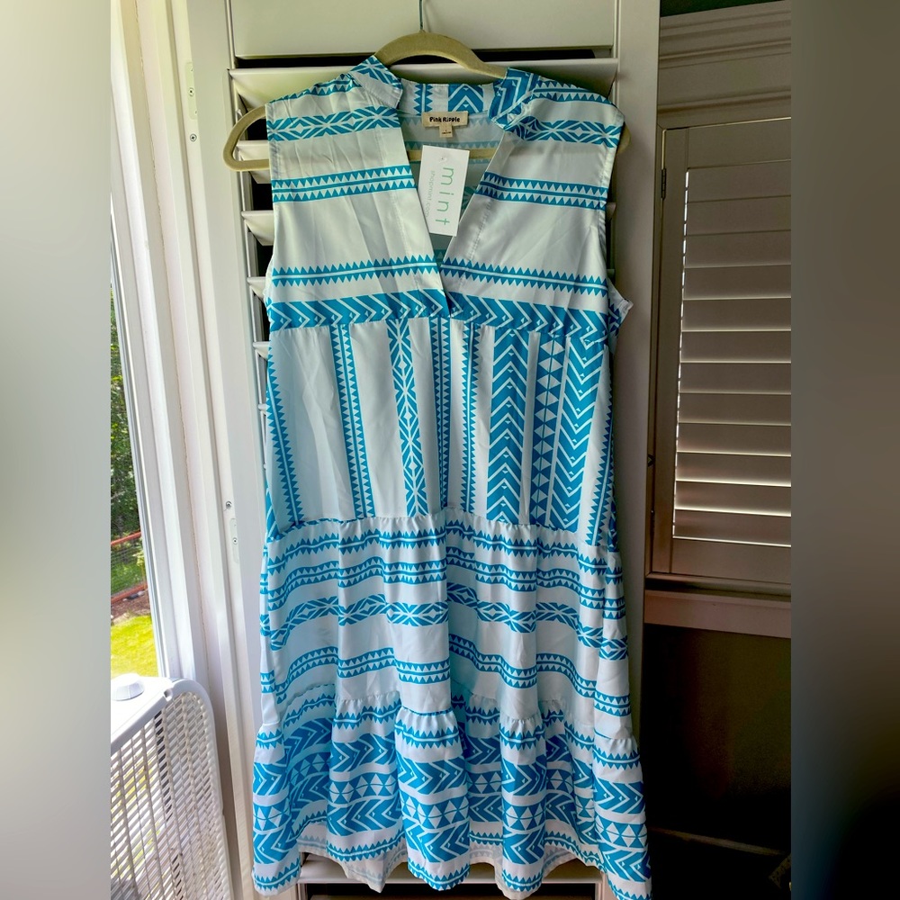 Bali dress in L/white/mint